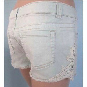 Girls Juniors Mossimo Supply Co Denim & Lace Application Low Rise Shorts Size 7